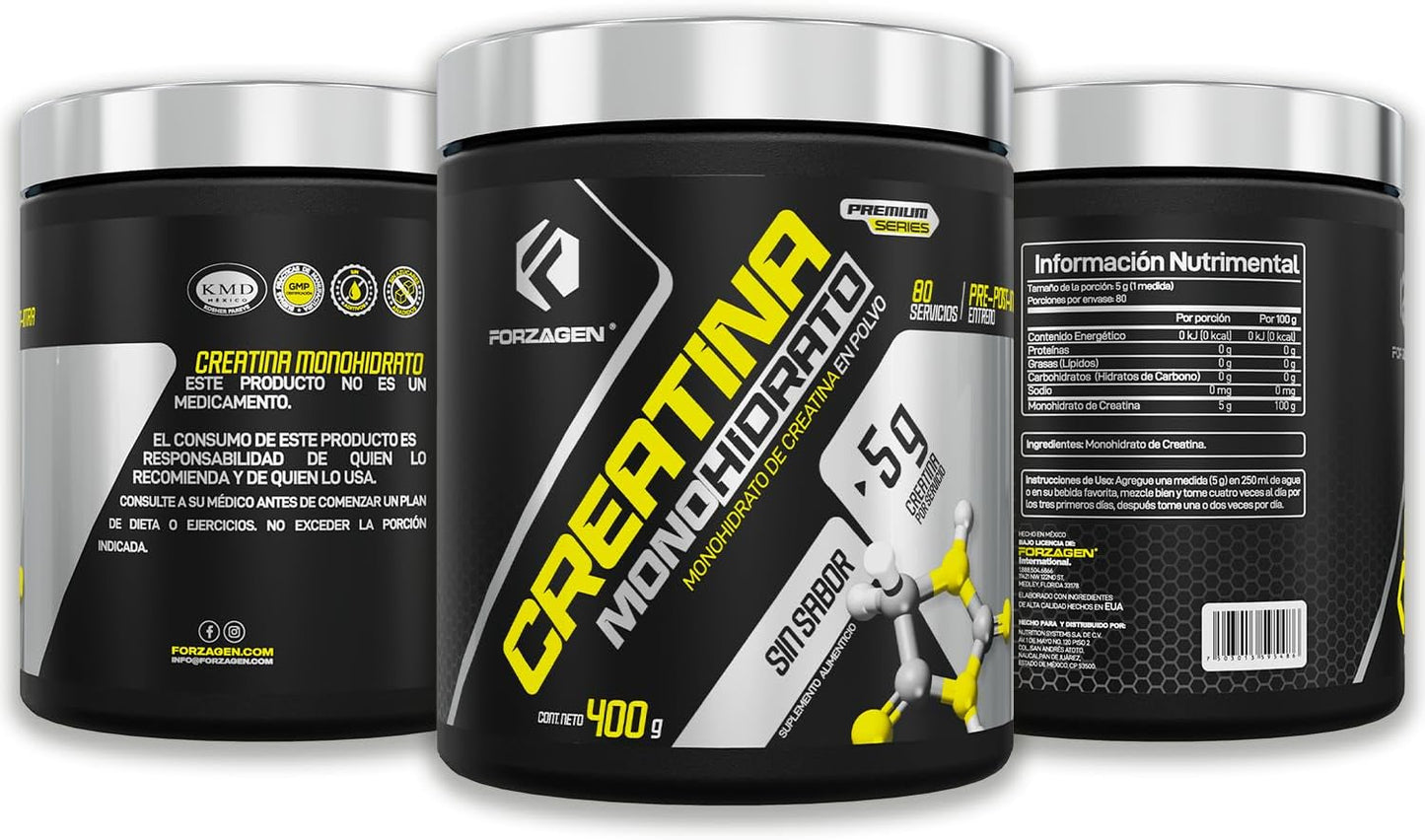 Forzagen Creatine Monohydrate Powder - Unflavored (80 Servings) | Premium Muscle Building Supplement