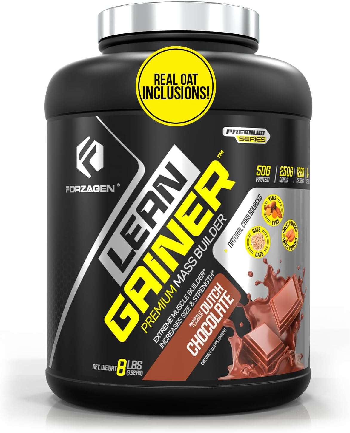 Forzagen Lean Gainer Premium Mass Builder Protein Powder - High Calorie Weight Gain Supplement for Men & Women - Muscle Building Bulk Supplement, Dutch Chocolate, 8 lbs.