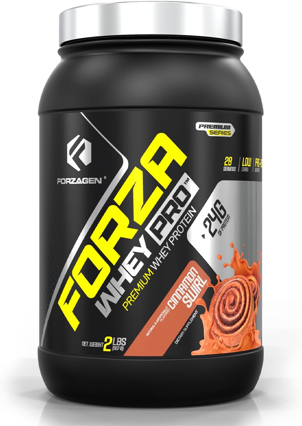Forzagen Whey PRO Low Carb Protein Powder - Cinnamon Swirl Flavor | 24g Protein, No Added Sugar, Gluten Free | Ideal for Men & Women, BCAA | 2 lbs (28 Servings)