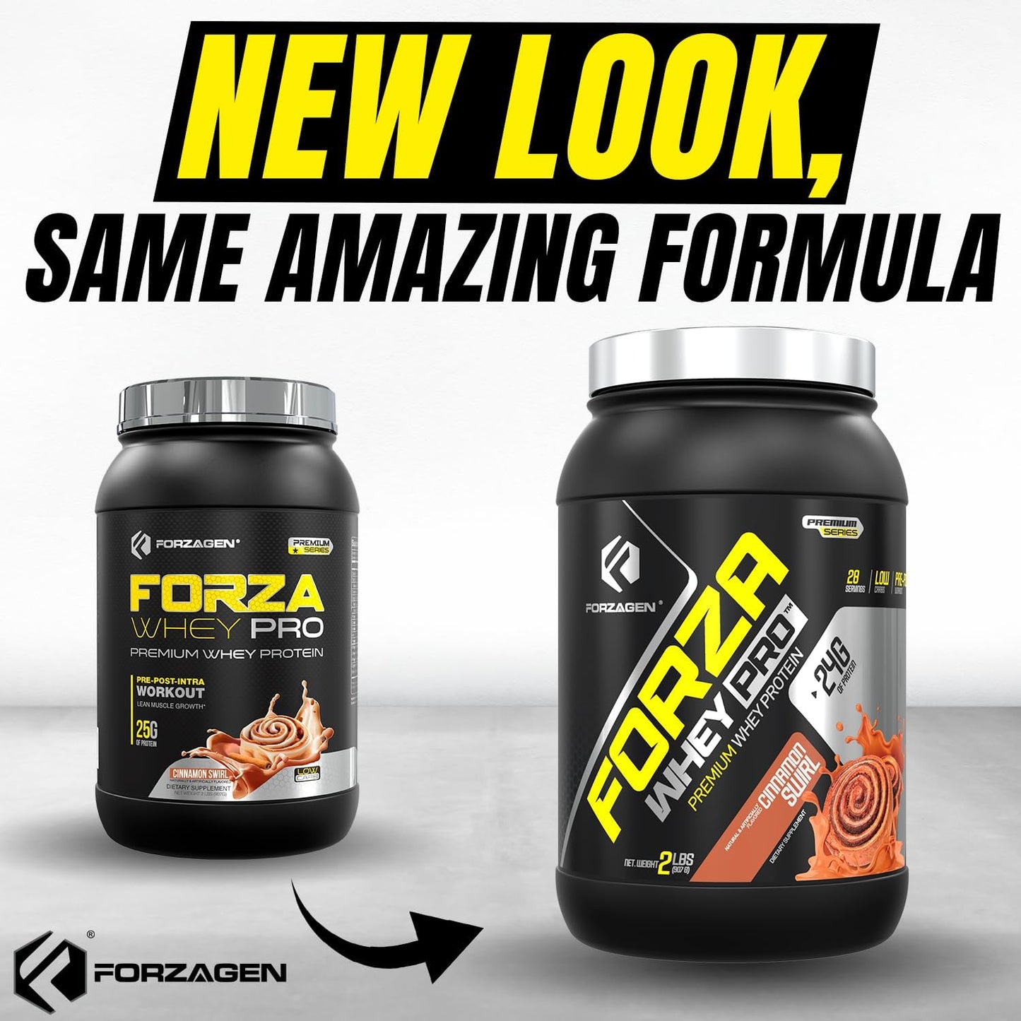 Forzagen Whey PRO Low Carb Protein Powder - Cinnamon Swirl Flavor | 24g Protein, No Added Sugar, Gluten Free | Ideal for Men & Women, BCAA | 2 lbs (28 Servings)