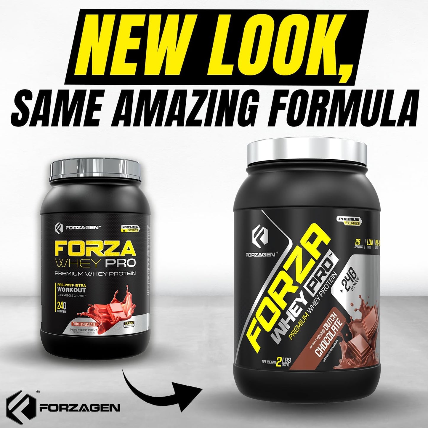 Forzagen Whey PRO Low Carb Protein Powder - Dutch Chocolate Flavor | 24g Protein per Serving, No Sugar Added, Gluten Free, BCAA, Ideal for Men & Women, 2 lbs.