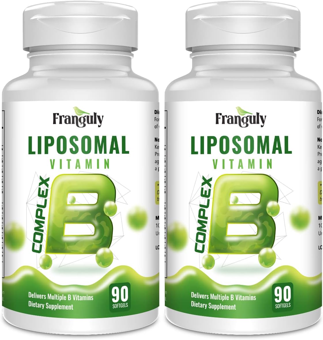 Franguly Liposomal B Complex Vitamins with Choline Inositol - Immune, Energy, Brain & Heart Support - 180 Softgels
