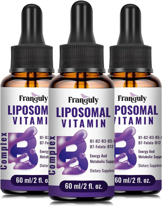 Franguly Liposomal Vitamin B Complex Liquid Sublingual Supplement for Energy & Immune Support - 6.0 oz - Methylated B12, B1, B2, B3, B5, B6, Folate, Biotin - Men & Women