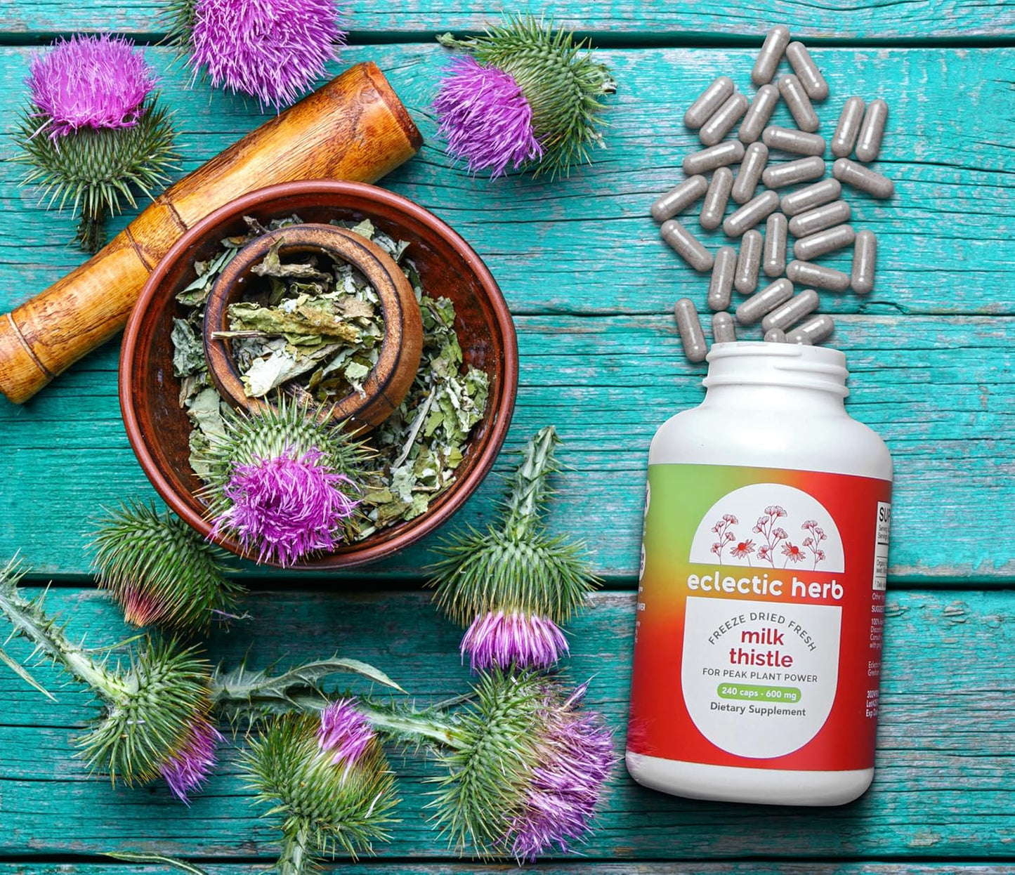 Freeze-Dried Non-GMO Milk Thistle Capsules with Silymarin for Liver Support - Detox & Cleanse - 240 Count