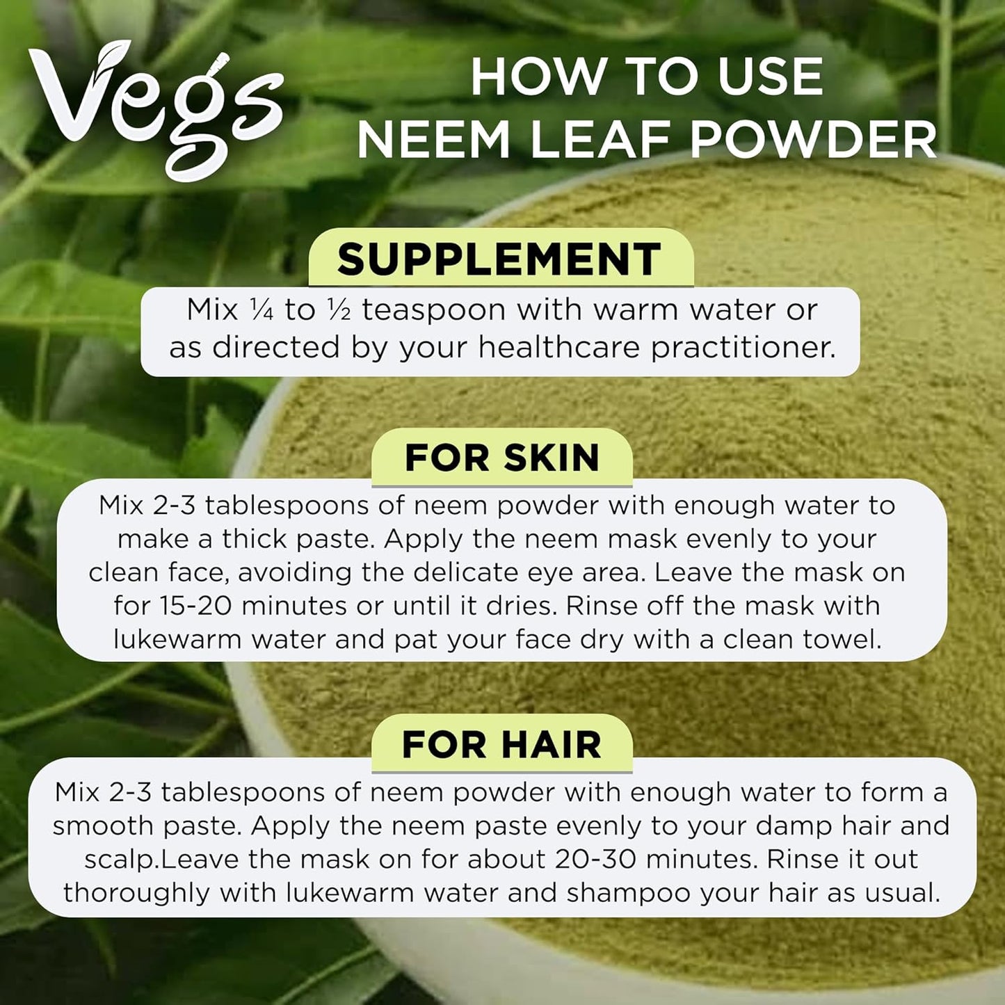 Freeze Dried Organic Neem Leaf Powder - 9 oz - Promotes Hair Growth, Skin Health, Gut Health, Immunity Boost - Natural Cleansing Supplement