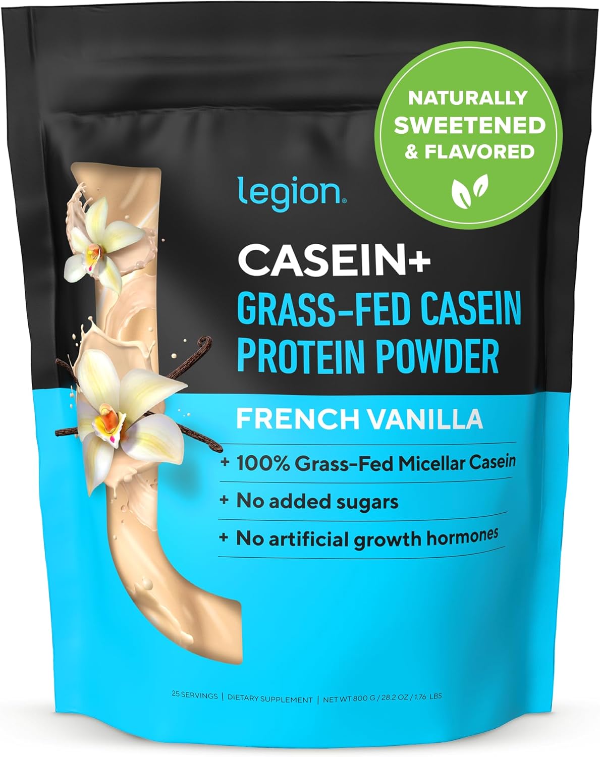 French Vanilla Casein Protein Powder - Slow-Release Micellar Casein from Grass-Fed Cows - Non-GMO & Gluten-Free (30 Servings)