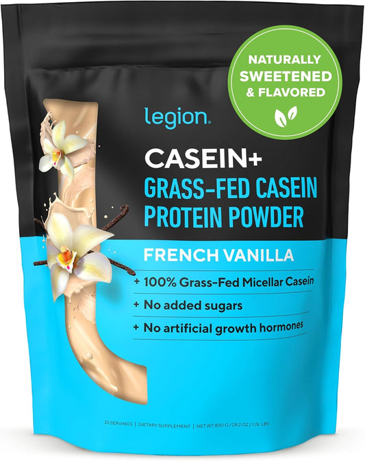 French Vanilla Casein Protein Powder - Slow-Release Micellar Casein from Grass-Fed Cows - Non-GMO & Gluten-Free (30 Servings)