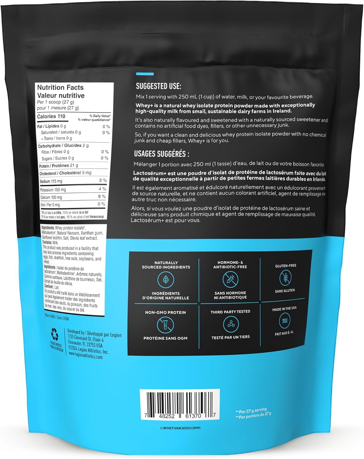 French Vanilla Casein Protein Powder - Slow-Release Micellar Casein from Grass-Fed Cows - Non-GMO & Gluten-Free (30 Servings)