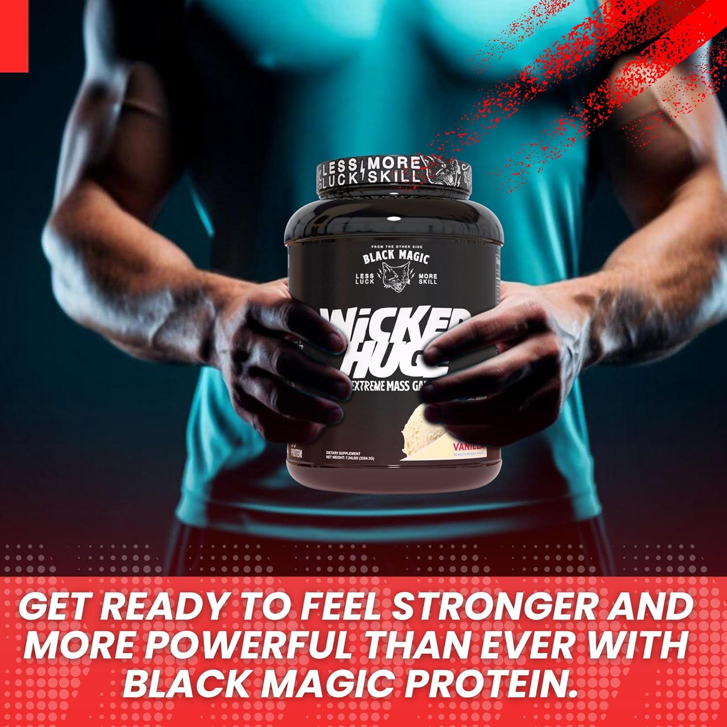 French Vanilla Mass Gainer Protein Powder Bundle for Muscle Support - Compatible with Black Magic Wicked Huge, 7.24 LBS Supplement with Keychain