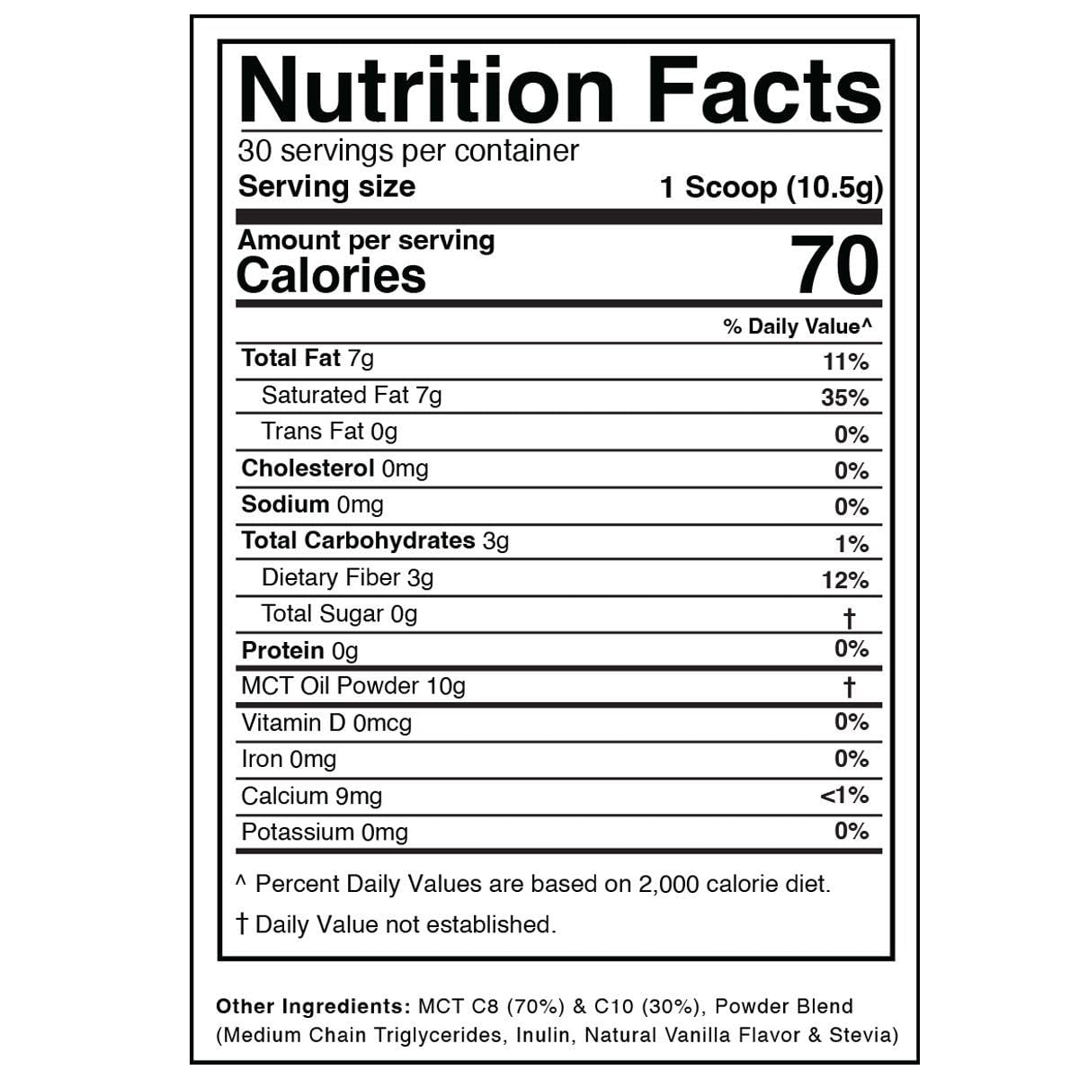 French Vanilla MCT Oil Powder for Keto Zone Diet by Dr. Colbert - 315g, 30 Day Supply - Coffee Creamer with 70% C8 30% C10, 0 Net Carbs