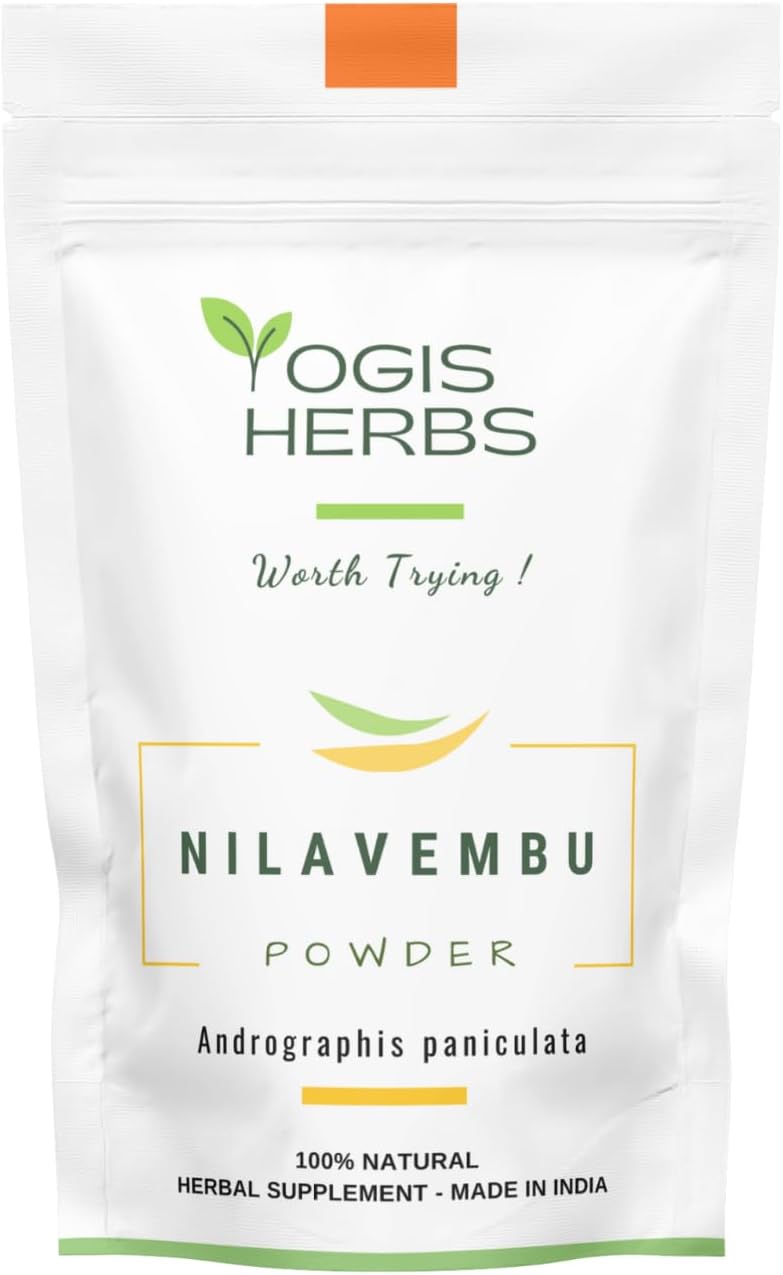 Fresh and Pure YOGIS HERBS Nilavembu Powder - 1lb Pack of 1 - Andrographis Paniculata - Dark Green Color
