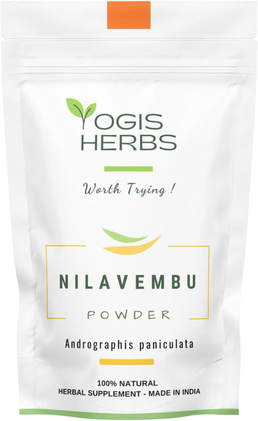Fresh and Pure YOGIS HERBS Nilavembu Powder - 1lb Pack of 1 - Andrographis Paniculata - Dark Green Color