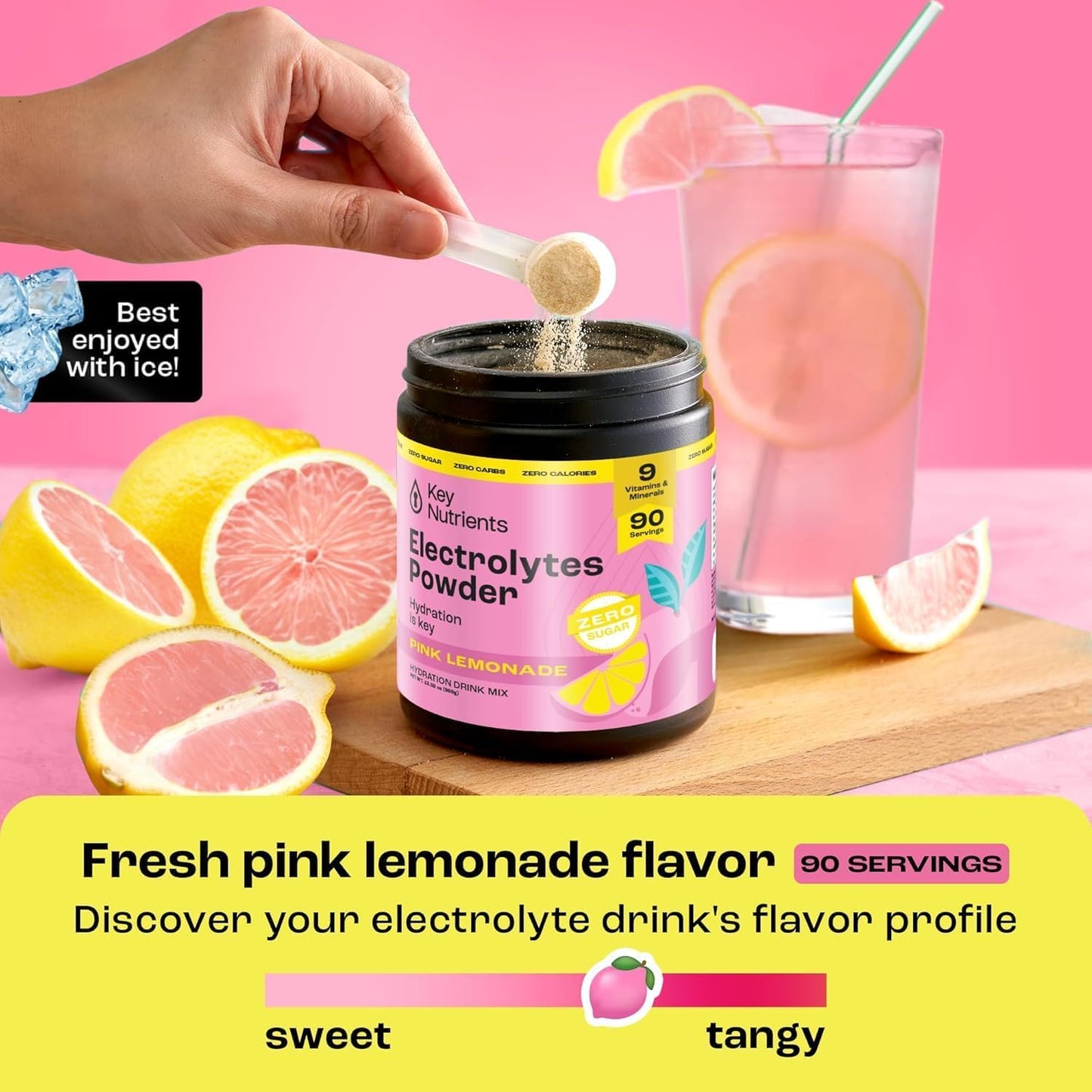 Fresh Pink Lemonade Electrolyte Powder with Key Nutrients - Sugar-Free Hydration Supplement for Endurance & Energy - 90 Servings - Made in USA - BoostGo Australia