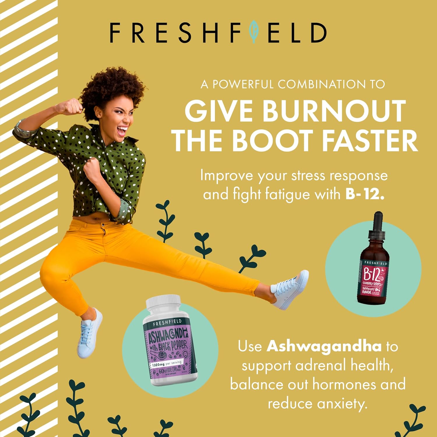 Freshfield Naturals B Complex Drops: Vegan Liquid Formula with B12, B2, B3, B5, B6 | 1200 mcg Methylcobalamin for Energy, Mood, Heart Health