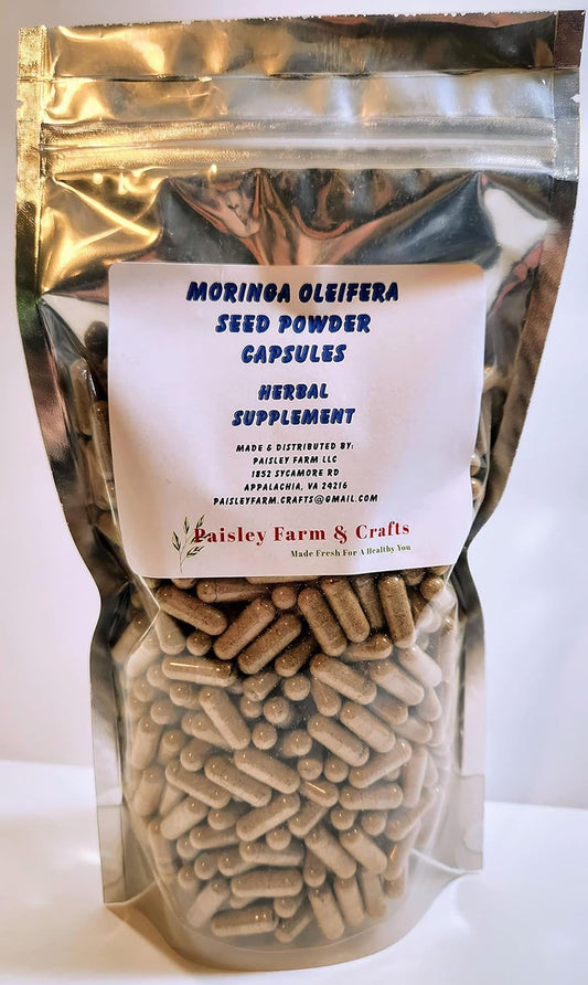 Freshly Made Moringa Oleifera Malunggay Seed Powder Capsules (600 Count) from Paisley Farm and Crafts - On-Demand Production