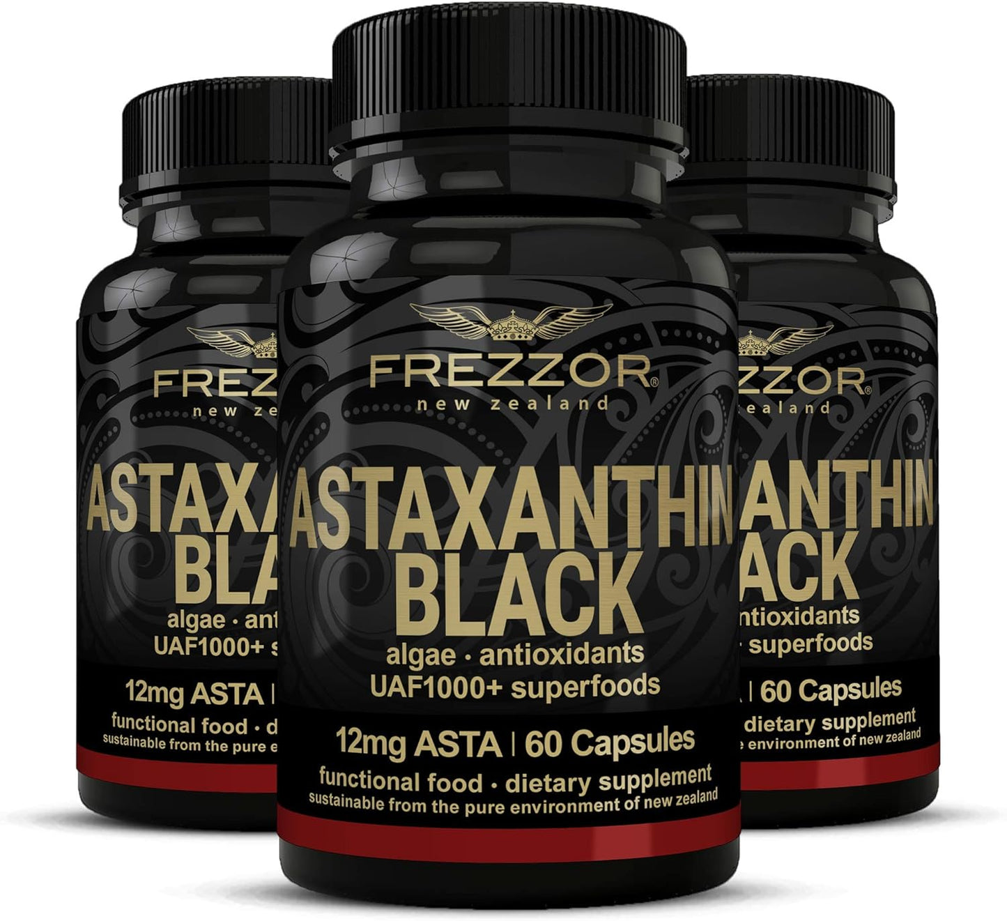 FREZZOR Astaxanthin Black: Super Antioxidant for Heart, Eye & Brain Health, 180 Softgels, 3 Month Supply