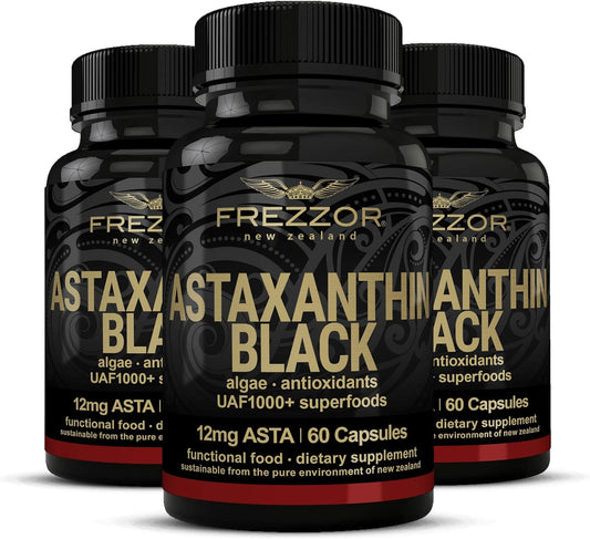 FREZZOR Astaxanthin Black: Super Antioxidant for Heart, Eye & Brain Health, 180 Softgels, 3 Month Supply