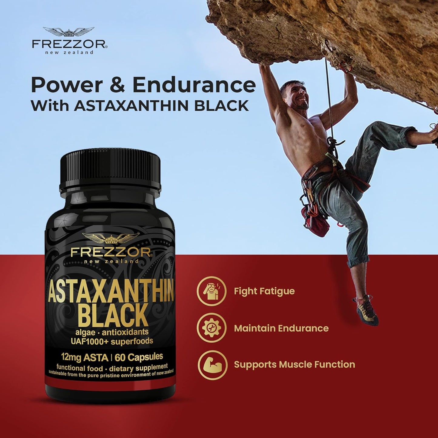 FREZZOR Astaxanthin Black: Super Antioxidant for Heart, Eye & Brain Health, 180 Softgels, 3 Month Supply