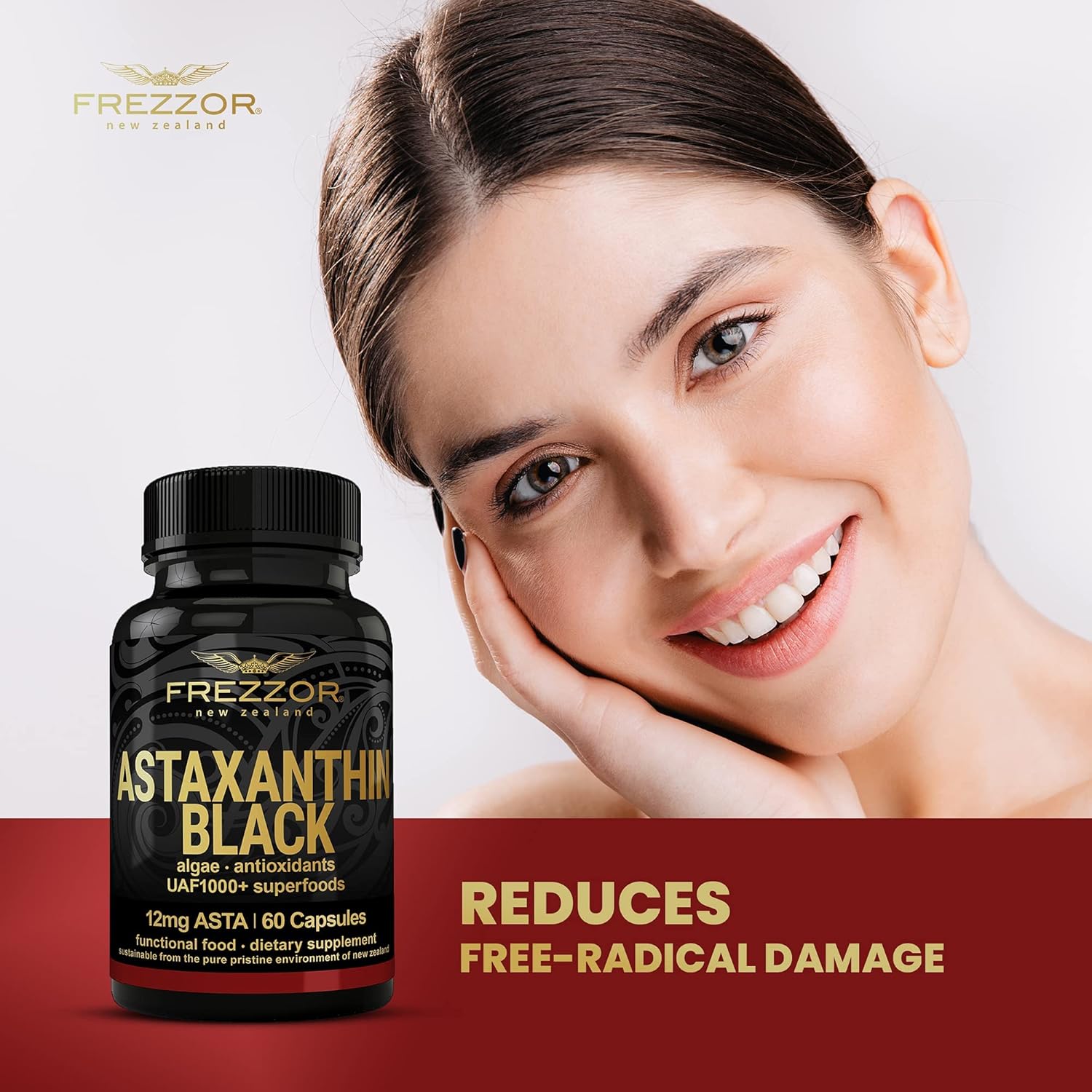 FREZZOR Astaxanthin Black: Super Antioxidant for Heart, Eye & Brain Health, 180 Softgels, 3 Month Supply
