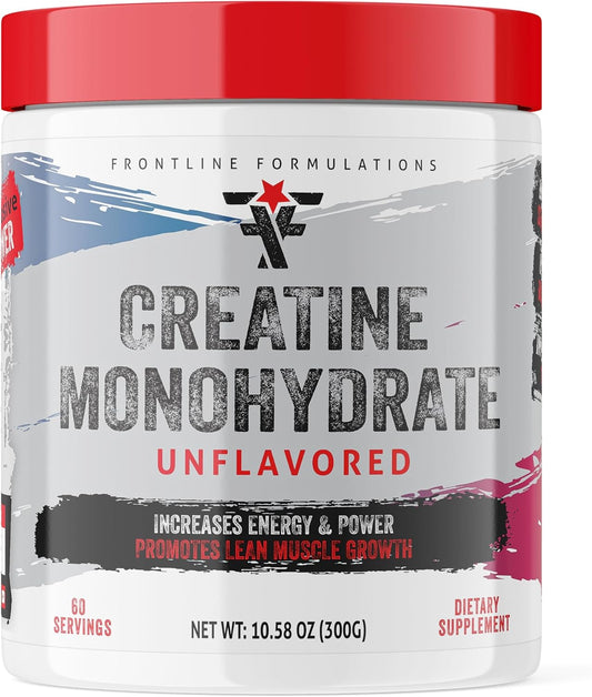 Frontline Formulations Creatine Monohydrate: Promotes Lean Muscle Growth, Unflavored Post-Workout Supplement for Muscle Recovery (60 Servings)