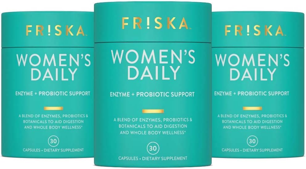 FR!SKA FRISKA Women's Daily Digestive Enzyme & Probiotics 90 Capsules - Natural Support for Digestive Health, Reduces Bloating, Promotes Nutrient Absorption