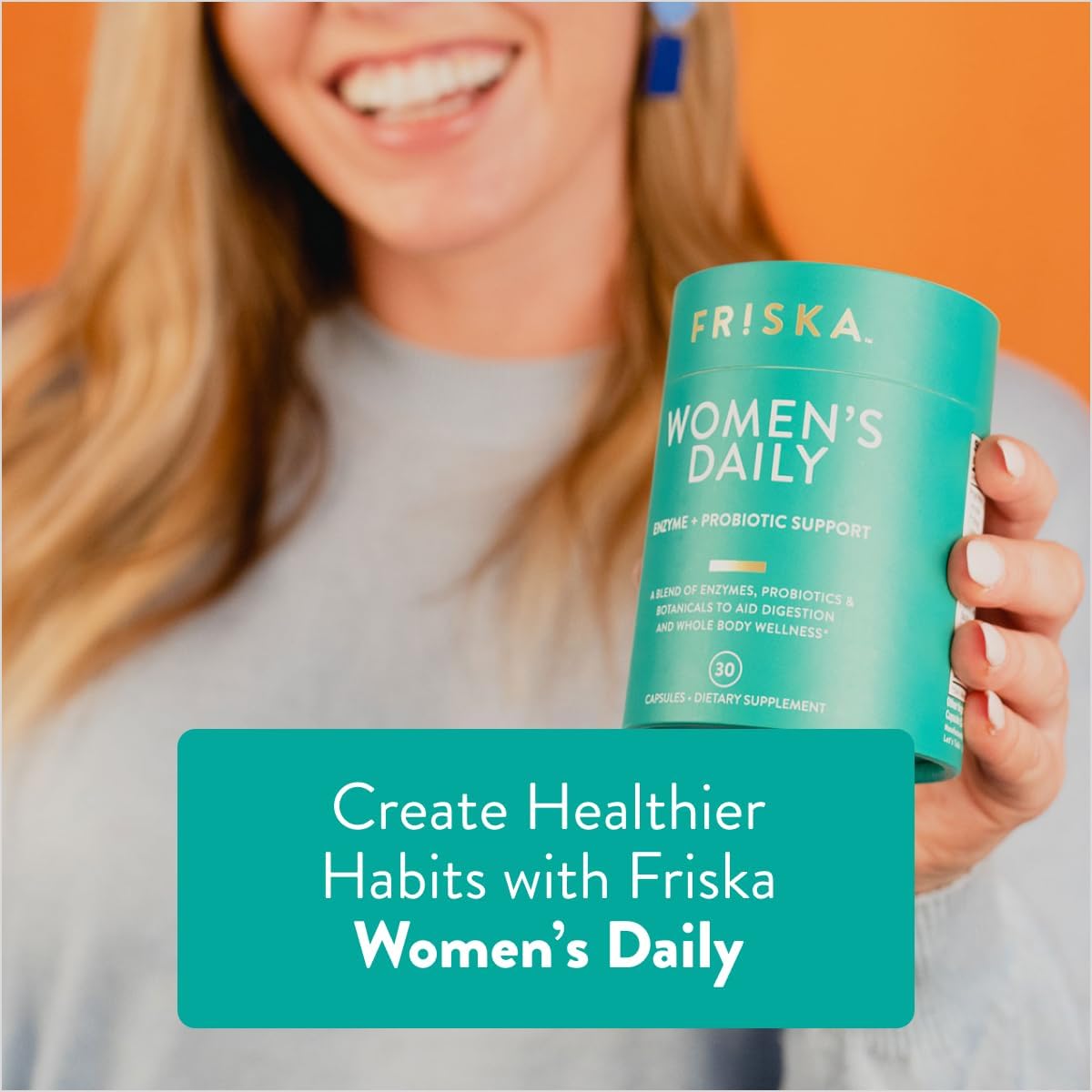 FR!SKA FRISKA Women's Daily Digestive Enzyme & Probiotics 90 Capsules - Natural Support for Digestive Health, Reduces Bloating, Promotes Nutrient Absorption