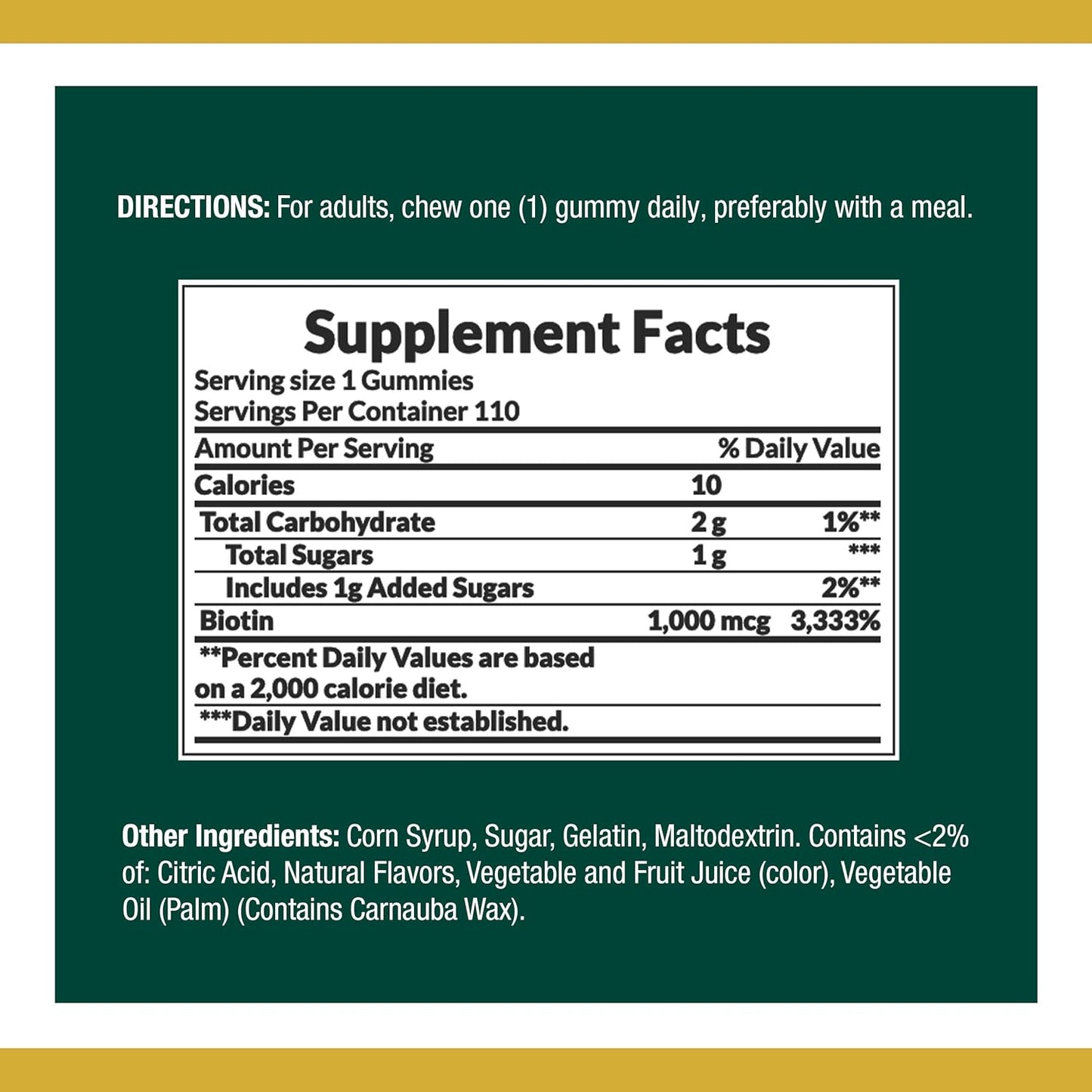 Fruit Flavored Biotin Gummies for Healthy Hair, Skin, and Nails - 1000 mcg, 220 Count