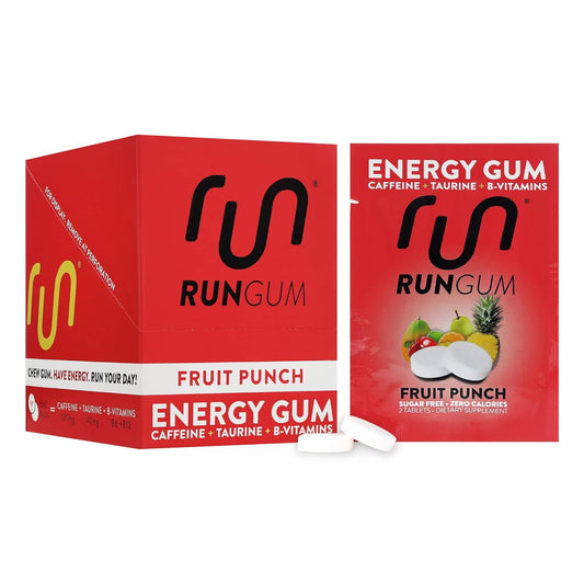 Fruit Punch Energy Chewing Gum with 50mg Caffeine, Taurine, and B-Vitamins - Pack of 288 Pieces - Sugar Free and Gluten Free - BoostGo Australia