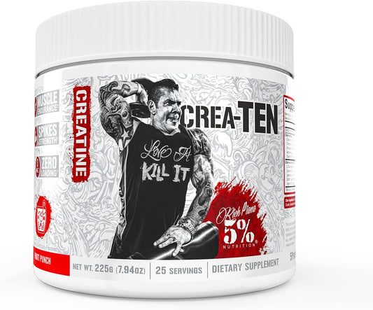 Fruit Punch Flavored Creatine Powder for Muscle Gain with Accelerators - 5% Nutrition CreaTEN Complex for Max Power, Strength, Endurance, & Recovery