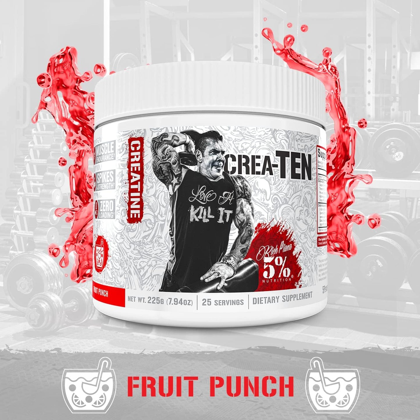 Fruit Punch Flavored Creatine Powder for Muscle Gain with Accelerators - 5% Nutrition CreaTEN Complex for Max Power, Strength, Endurance, & Recovery
