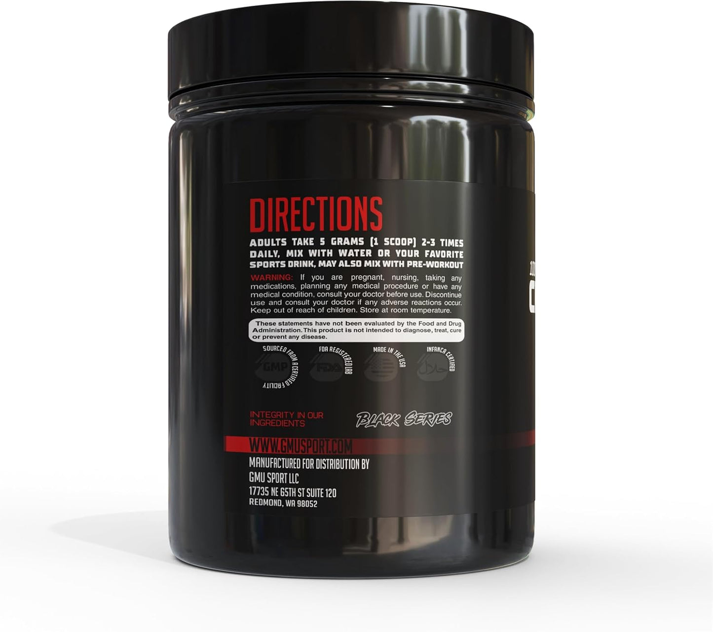 Fruit Punch Flavored GMU SPORT Creatine Monohydrate Drink Powder - 50 Servings, Build Lean Muscle with Creatine!