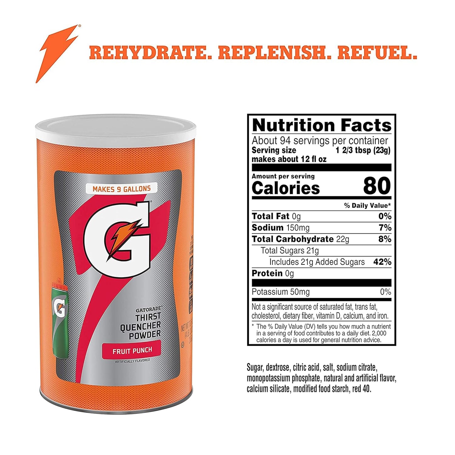 Fruit Punch Gatorade Thirst Quencher Powder - 76.5 oz Jar