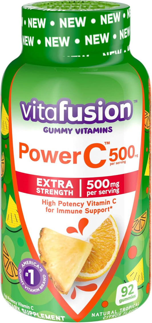 Fruit & Tropical Citrus Flavored Chewable Calcium & Vitamin C Gummy Vitamins - 100 Count & 92 Count