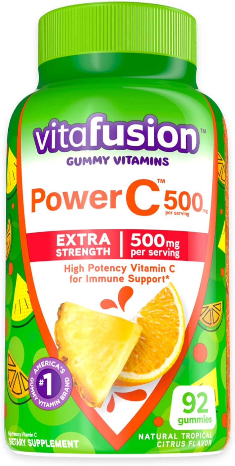 Fruit & Tropical Citrus Flavored Chewable Calcium & Vitamin C Gummy Vitamins - 100 Count & 92 Count