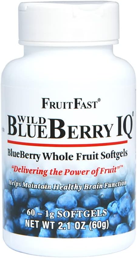 FruitFast Wild Blueberry IQ Softgels | 60 Count, Non-GMO, Gluten Free, Chewable Paste Filled