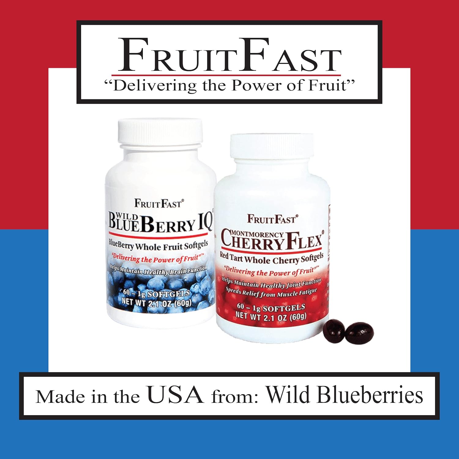 FruitFast Wild Blueberry IQ Softgels | 60 Count, Non-GMO, Gluten Free, Chewable Paste Filled