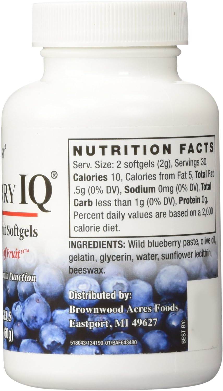FruitFast Wild Blueberry IQ Softgels | 60 Count, Non-GMO, Gluten Free, Chewable Paste Filled