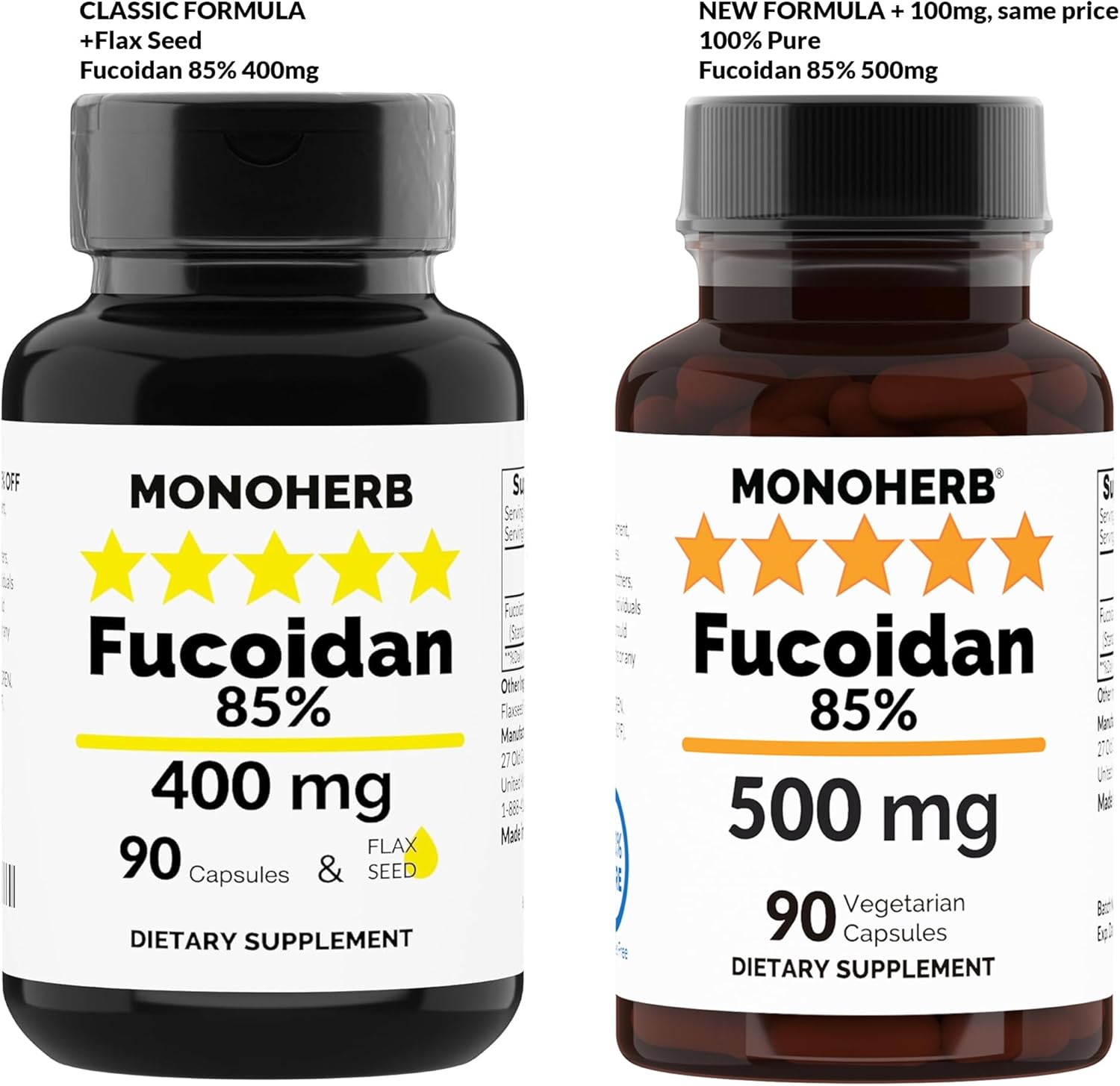 Fucoidan Extract 85% Strength - 500mg - 90 Capsules - Pure Monoherb Formula