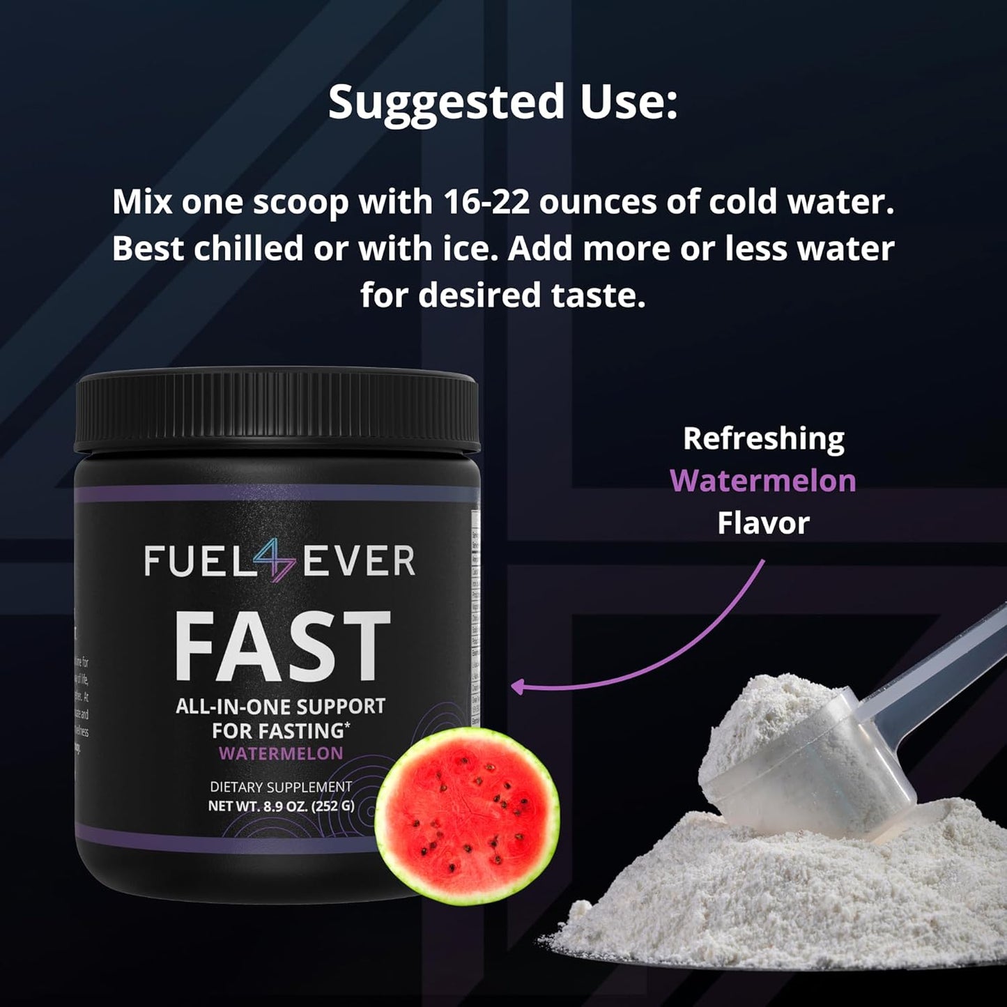Fuel 4 Ever Electrolyte Powder with Creatine, Amino Acids & Green Tea Extract - Watermelon Flavor, 30 Servings