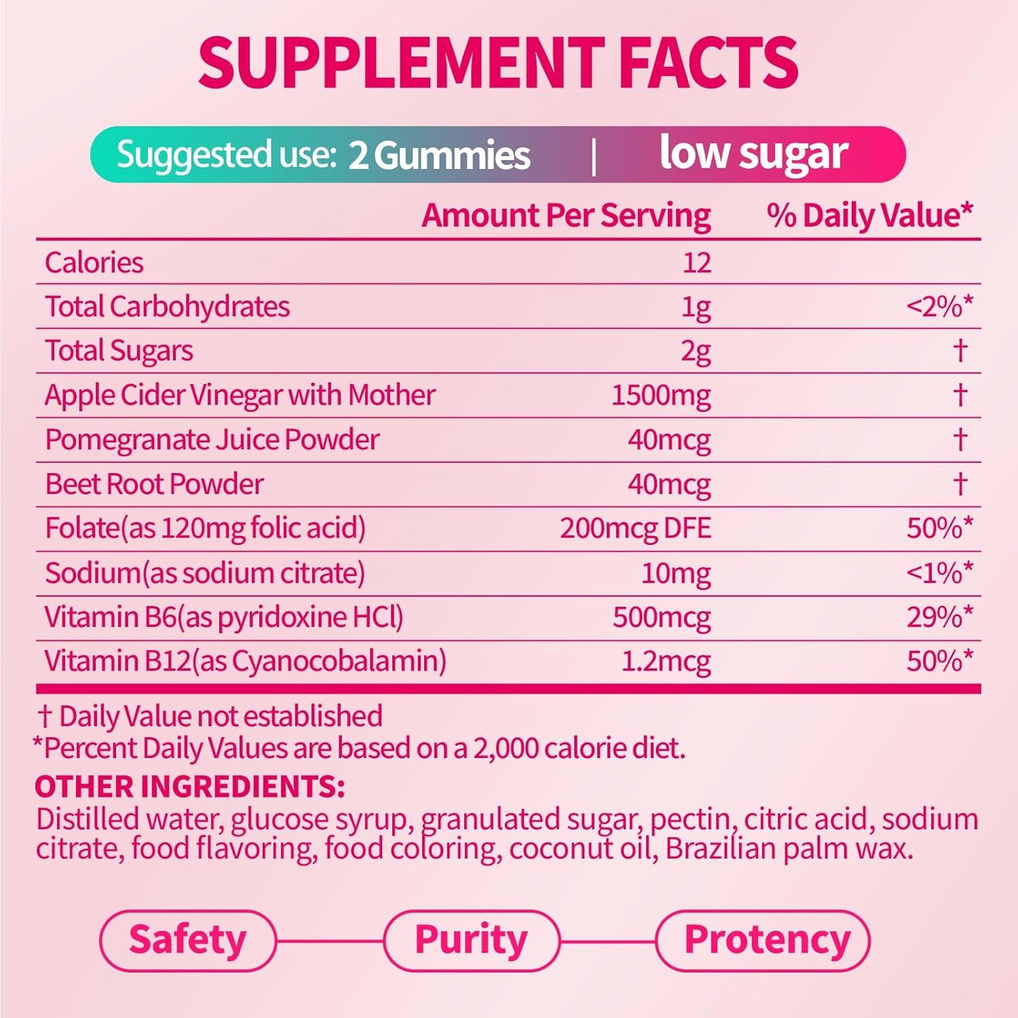 FUJI ORCHARD 1500mg Keto Apple Cider Vinegar Gummies with Pomegranate, Beet, and B12 - 60 Vegan Gummies for Detox & Cleanse