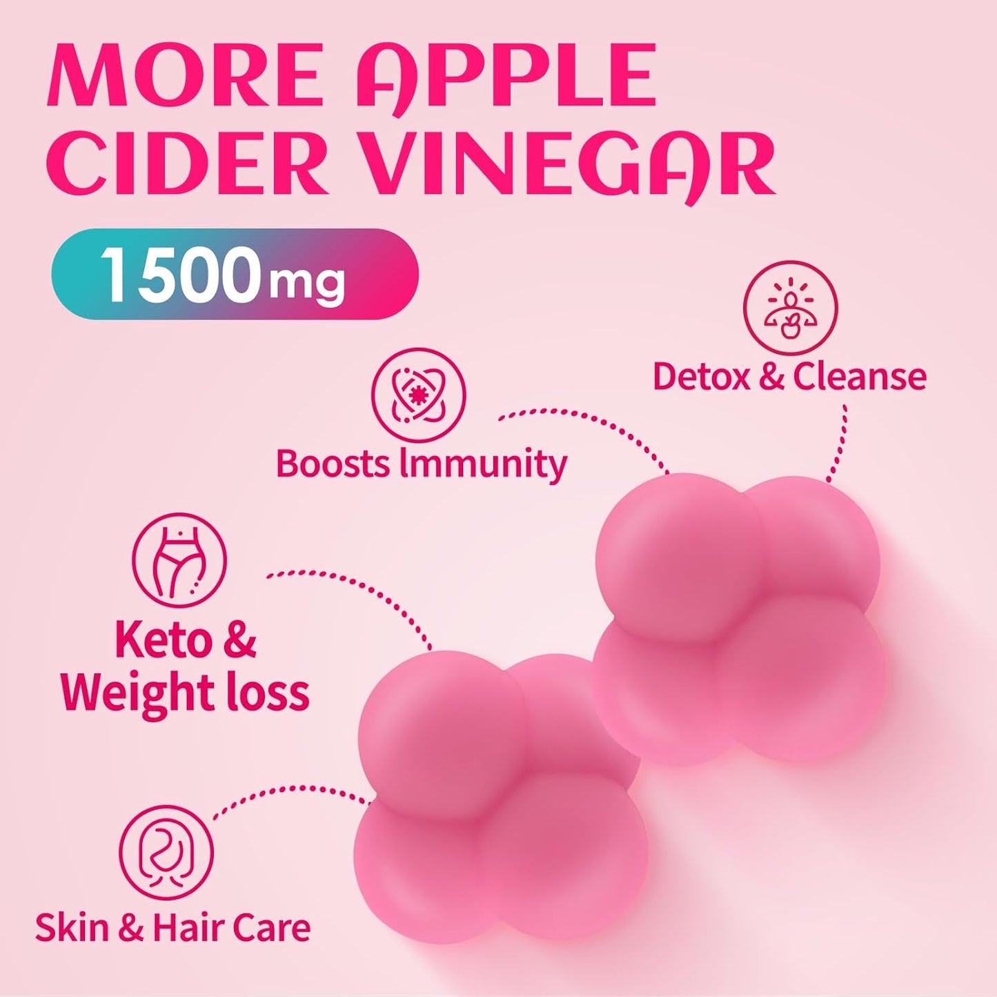 FUJI ORCHARD 1500mg Keto Apple Cider Vinegar Gummies with Pomegranate, Beet, and B12 - 60 Vegan Gummies for Detox & Cleanse