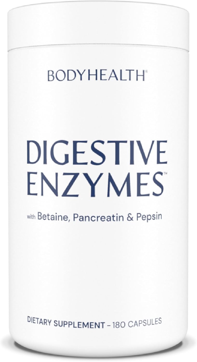Full Spectrum Digestive Enzymes with Probiotics (180 caps) - Relief for Bloating, Heartburn, Gas, Constipation - BodyHealth Enzyme Support