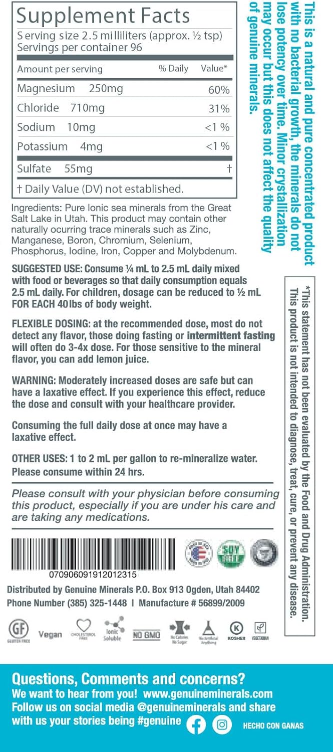 Full Spectrum Minerals Drops - Ionic Magnesium, Chloride, Potassium - Electrolyte Hydration Support 8 fl oz Bottle - BoostGo Australia