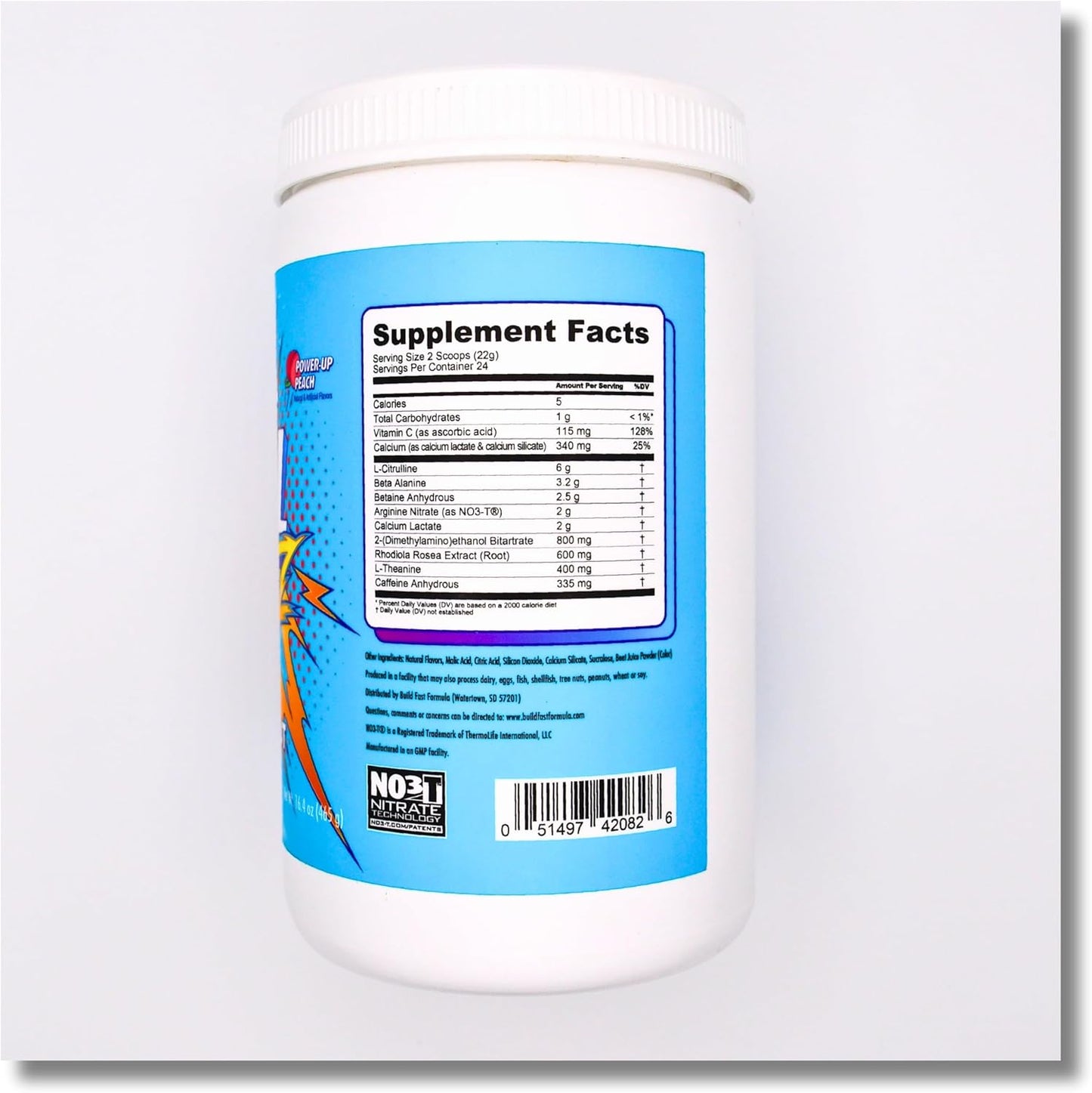 FullBlitz V2 Power Up Peach Pre-Workout Formula - 24 Servings, 16.4oz - Caffeine, L-Theanine, L-Citrulline, Beta-Alanine & More for Peak Performance & Energy