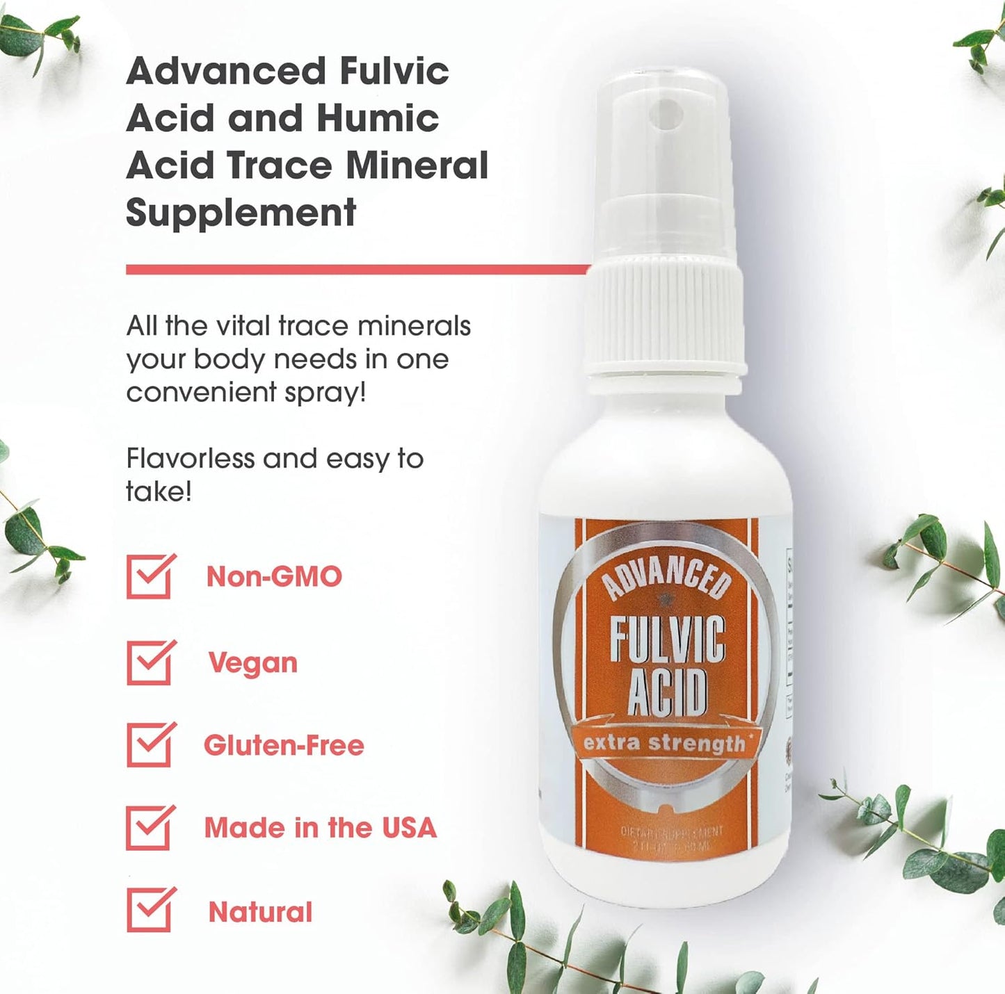 Fulvic Acid and Humic Acid Trace Mineral Liquid Spray Supplement - 70+ Ionic Organic Minerals & Electrolytes - Similar Benefits to Shilajit - 8 oz, 240 Servings