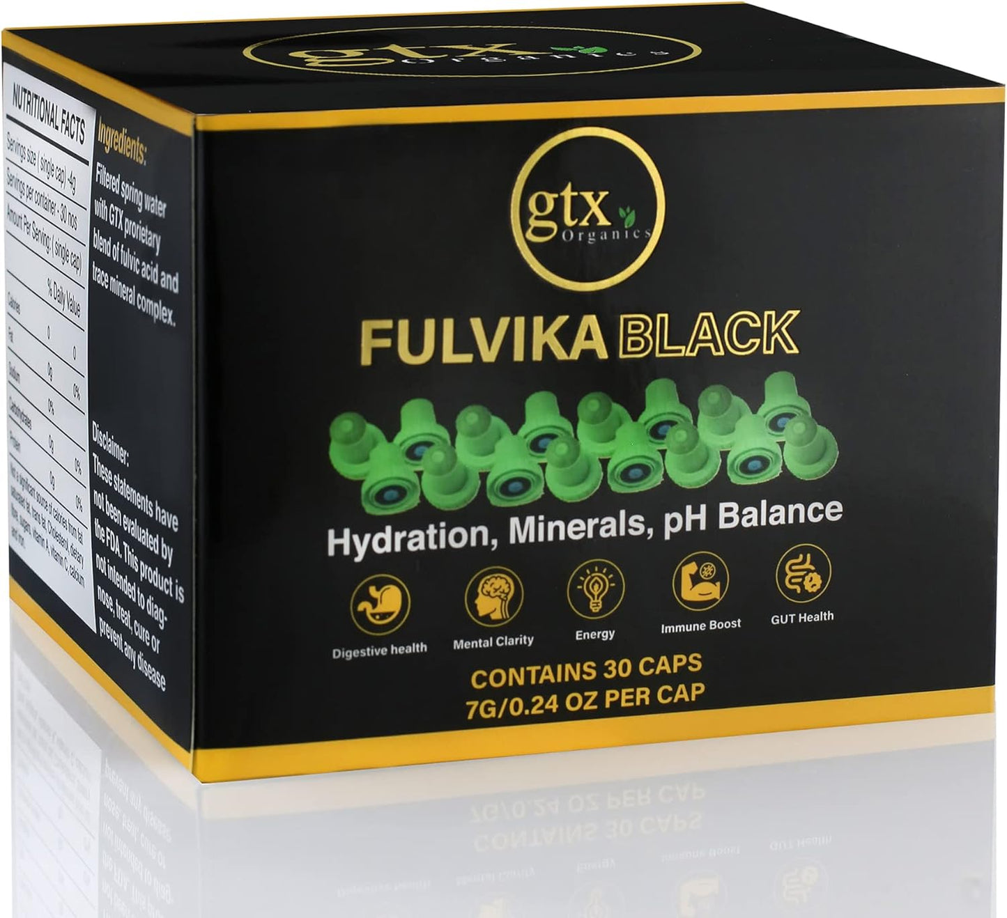 Fulvika Black Trace Minerals Supplement Capsules - 30 Servings, Flavorless, Plant-Based Electrolytes, Alkaline pH - 30 Count