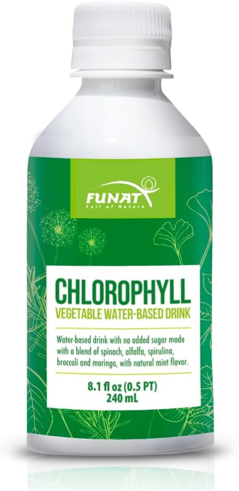 Funat Chlorophyll Plus Liquid Drops - Natural Mint Flavor Green Supplement for Energy & Wellness - Nutrient-Rich Formula - 8.1 FL OZ