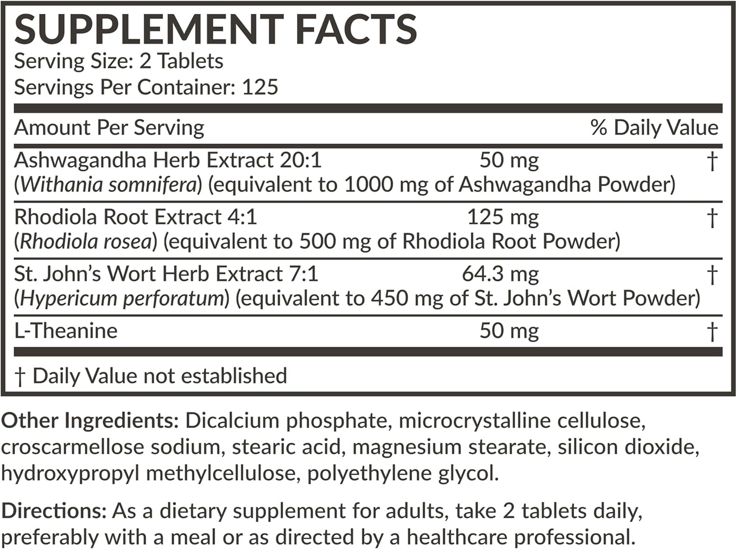 Futurebiotics Chill Pill with Ashwagandha, Rhodiola, St. John’s Wort, & L-Theanine - Non-GMO, 250 Vegetarian Tablets
