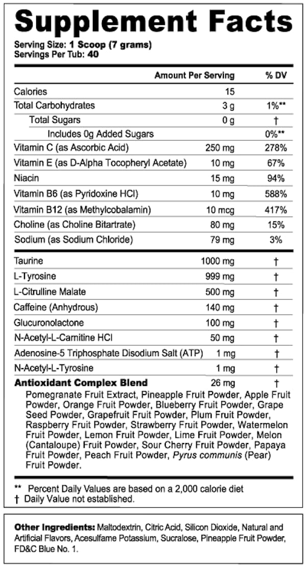G Fuel Cadenza Energy Drink Powder - Citrus Strawberry Flavor, Sugar Free Pre Workout Mix with Caffeine, Focus Amino, Vitamins, and Antioxidants - 9.9oz, 40 Servings