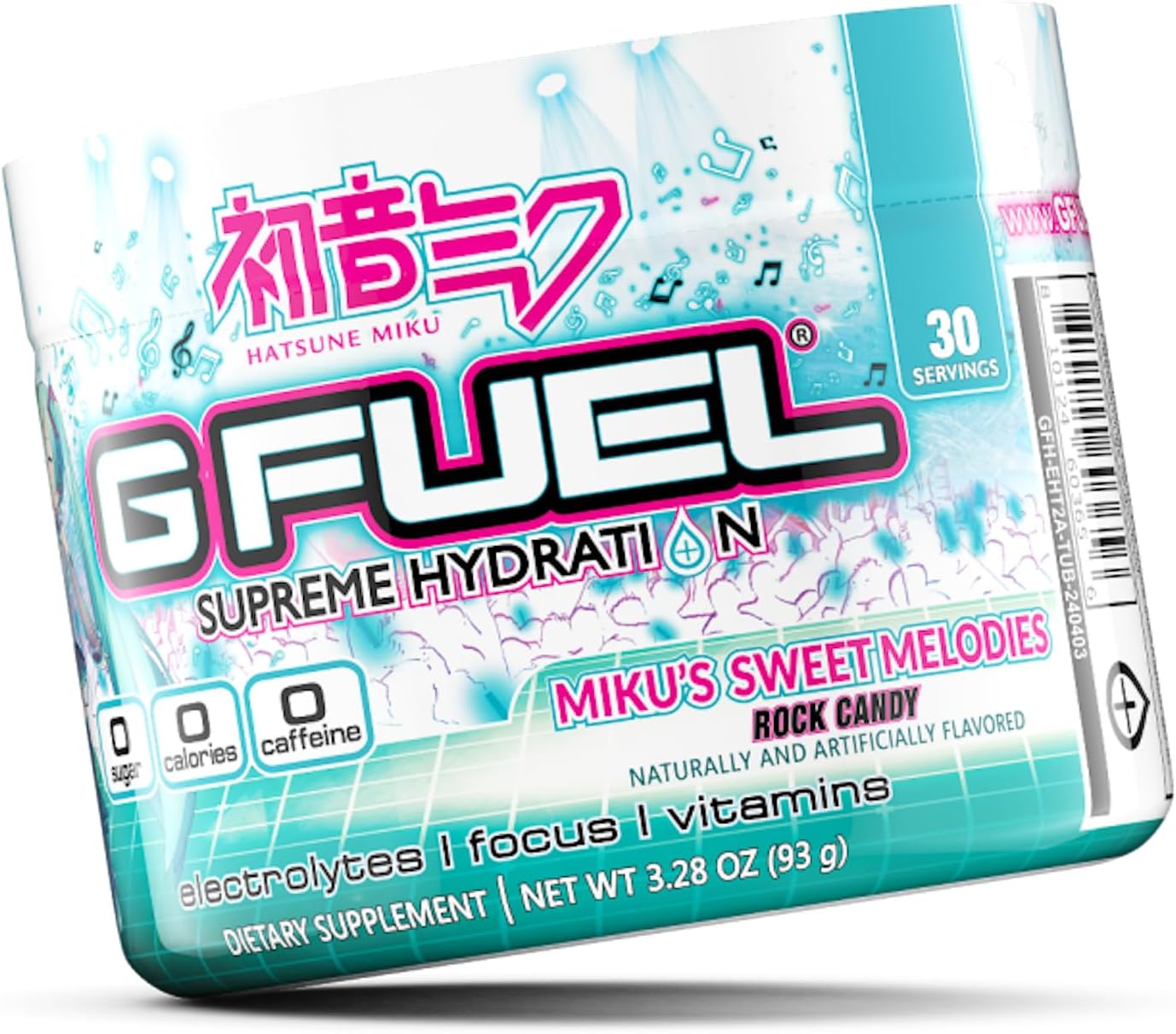 G Fuel Rock Candy Hydration Powder - Sugar Free, Zero Caffeine, Electrolyte Mix with Essential Minerals for Energy and Focus - 3.28 oz